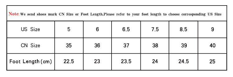 Ladies running shoe size chart