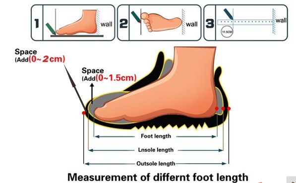 Men's Skater Shoes Measurement foot diagram